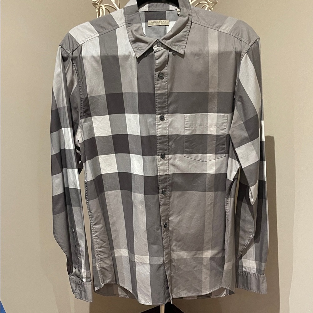 Burberry Men’s Black and Gray Checkered Men's Shirt